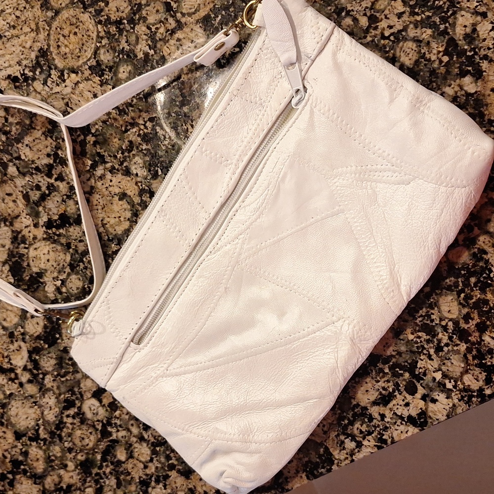 Vintage 80's White Leather Patchwork Convertible … - image 3